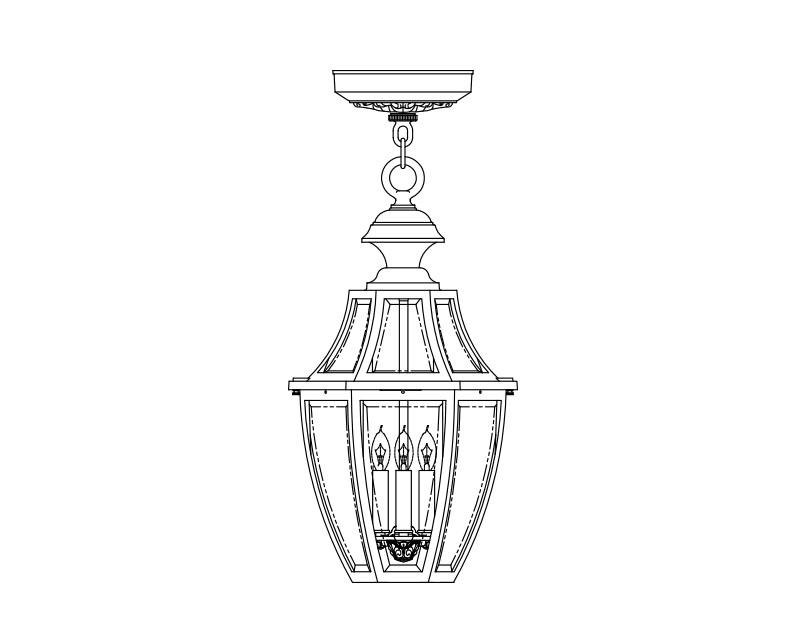 Augusta, Large, aluminum, Ceiling Mount, Clear glass, (3) 25W B10, 120V